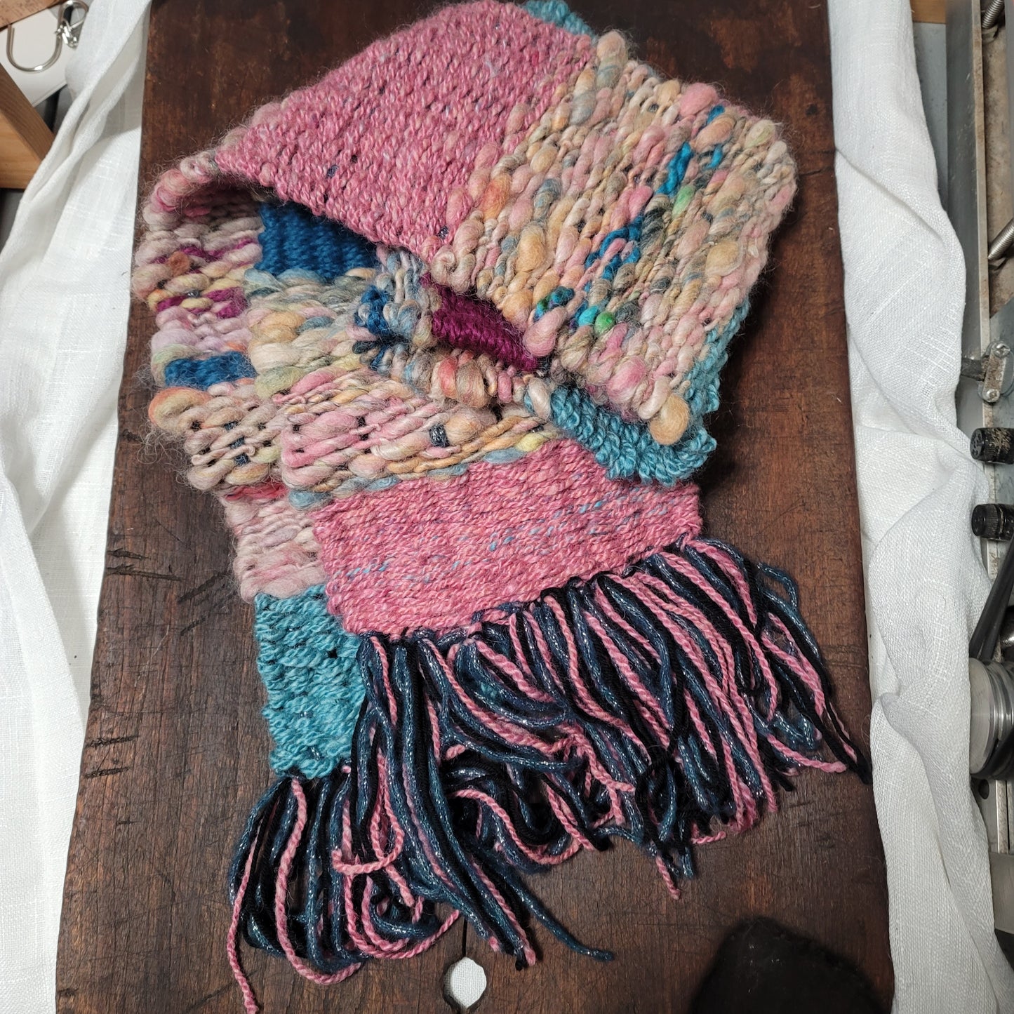Walking on Pink Clouds Handwoven Scarf