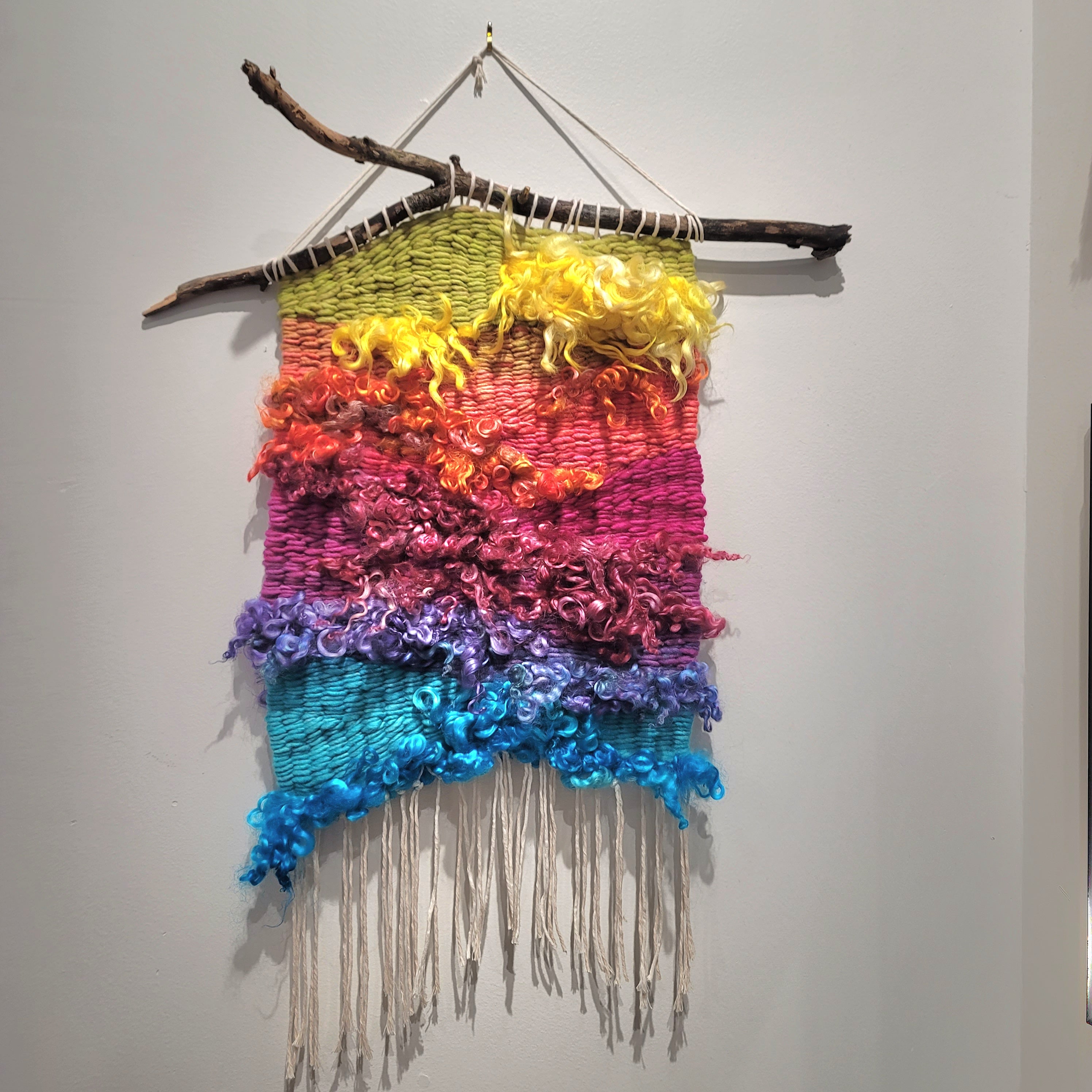 Brilliant Explosion Handwoven Tapestry Peg Loom Weave Weaver Fiber Art Aoire Maith Fibre Studios