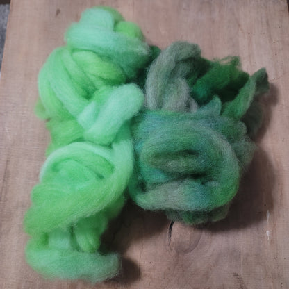 Perendale Wool Roving - Greens