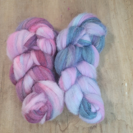 Perendale Wool Roving - Purples