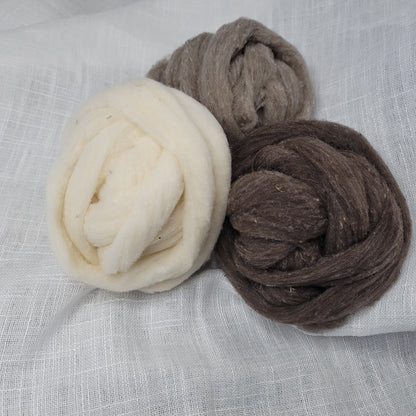 Santa Cruz Sheep Wool - 4oz Tri-color Dyed Braid