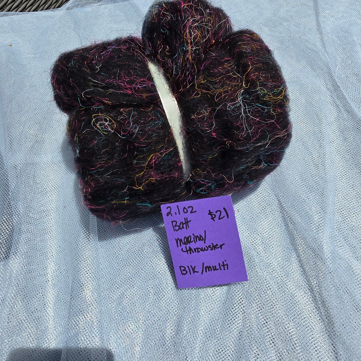 Black Merino/Throwster Silk Batt - MBTS21