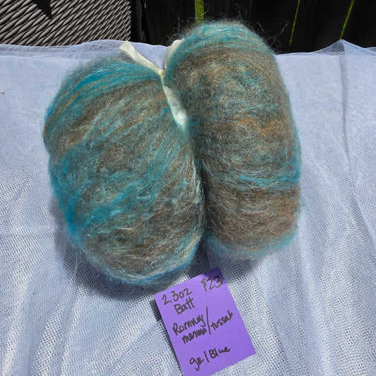Romney/Merino/Tussah Silk Batt - RMS23