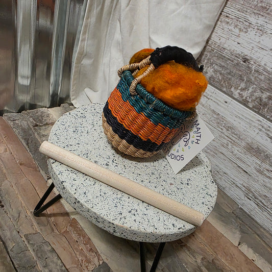 Gratitude Round Bolga Basket with silk hankie - J25