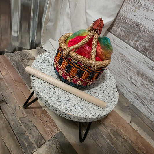 Gratitude Round Bolga Basket with silk hankie - K25