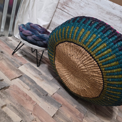 Large Pear Shaped Bolga Basket - Vibrant Hues