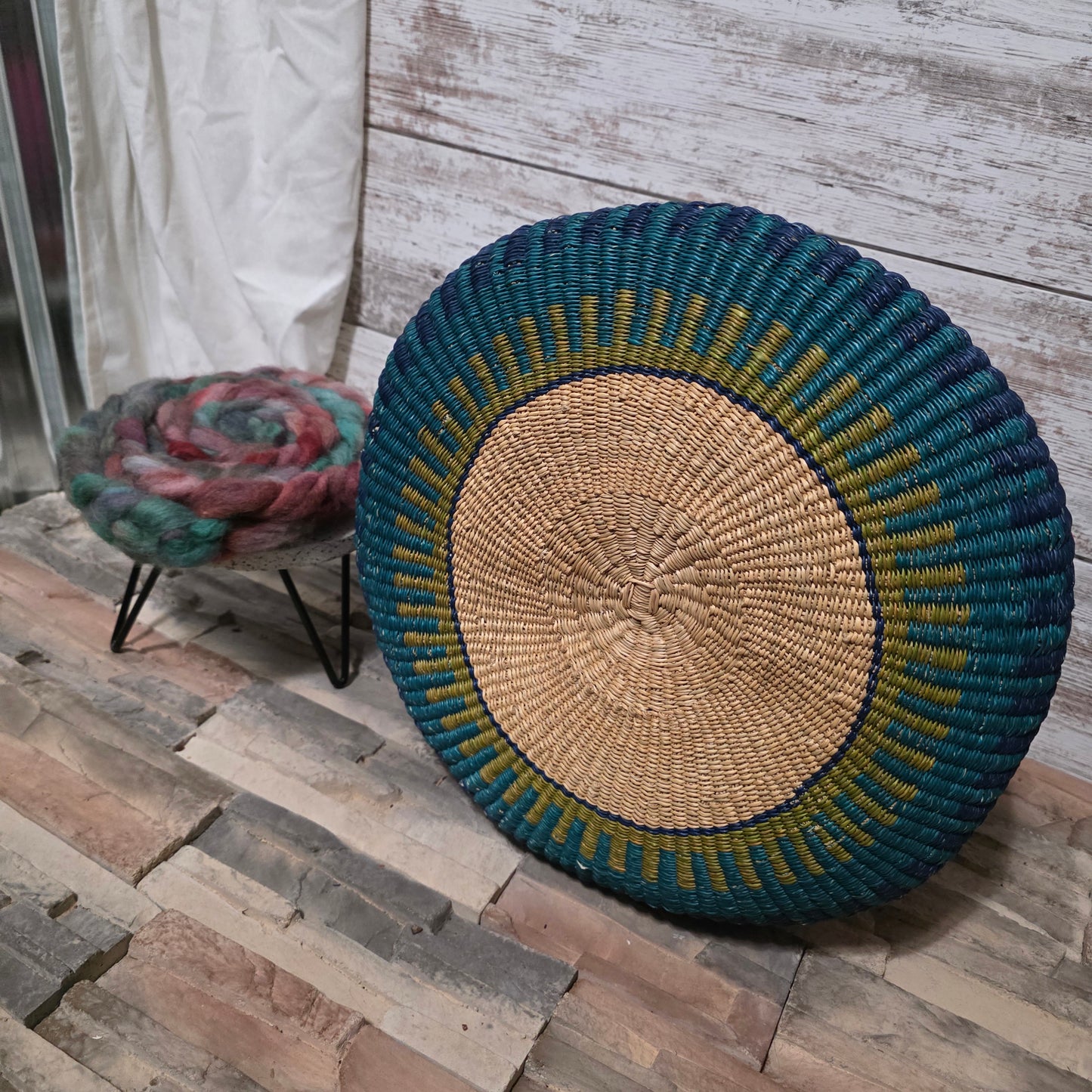 Large Pear Shaped Bolga Basket - Vibrant Hues