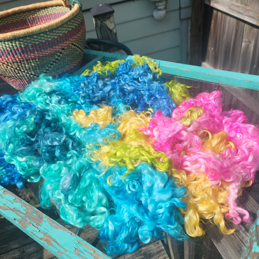 Multicolored Hand Dyed Leicester Longwool Locks