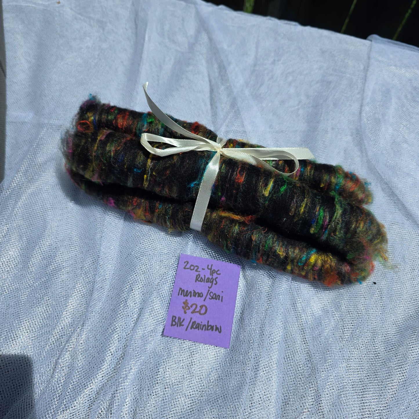 Merino + Rainbow Sari Silk Rolags - MRS20