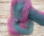 BFLX Dyed Roving - Pink/Teal, 1 oz