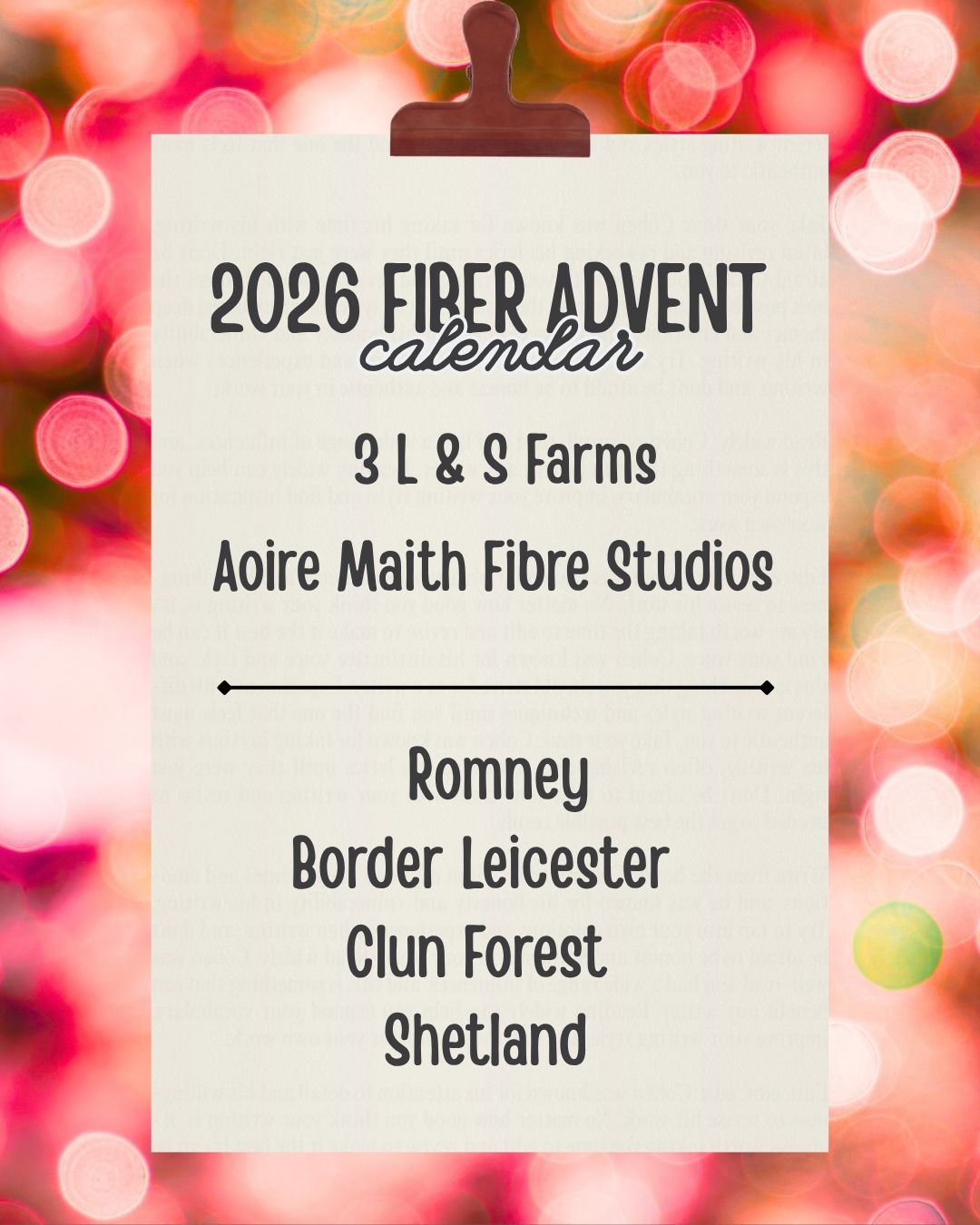 2026 Two Friends Fiber Advent Calendar